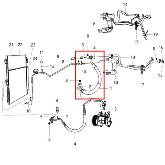2015-25 Dodge Durango SXT 3.6L AC Conditioning Suction Line Hose Pipe 68217212AB - Alshned Auto Parts