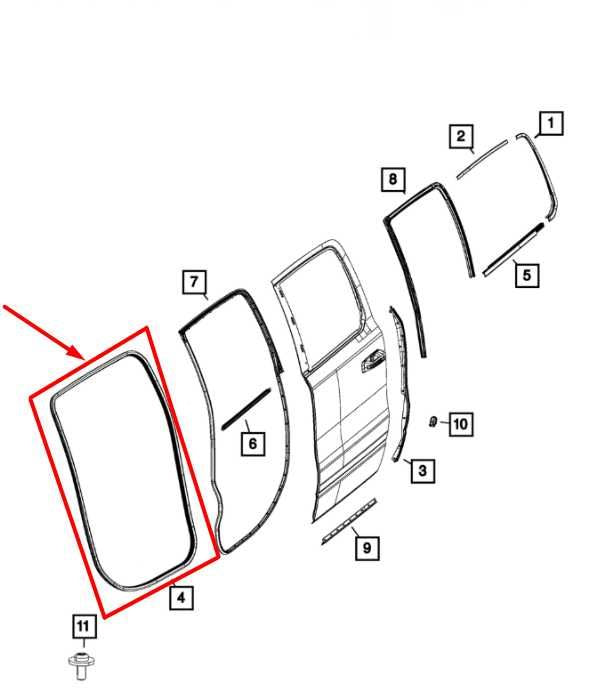 2019-2026 Ram 1500 Big Horn Crew Cab Rear Left Side Door Weatherstrip On Body1