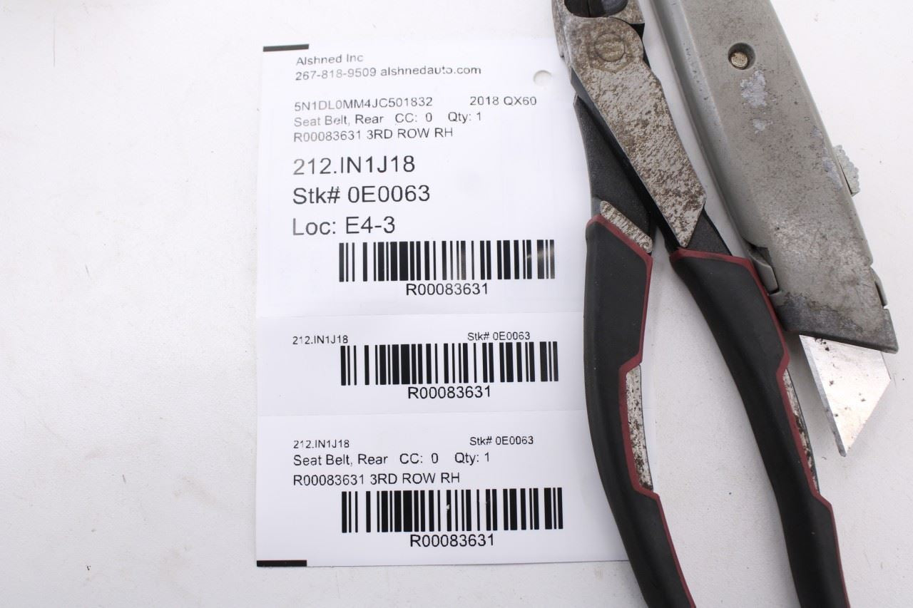 2014-20 Infiniti QX60 3.5L Rear Passenger Right Side 3rd Row Seat Belt Retractor - Alshned Auto Parts
