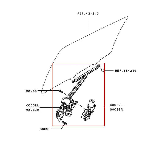 2018-2025 Mitsubishi Eclipse Cross ES Rear Left Door Window Regulator w/ Motor - Alshned Auto Parts