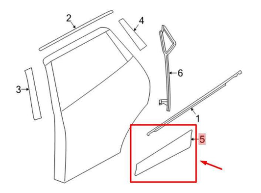17-22 Nissan Rogue Sport SL 2.0L Rear Driver Left Side Door Lower Molding Panel - Alshned Auto Parts