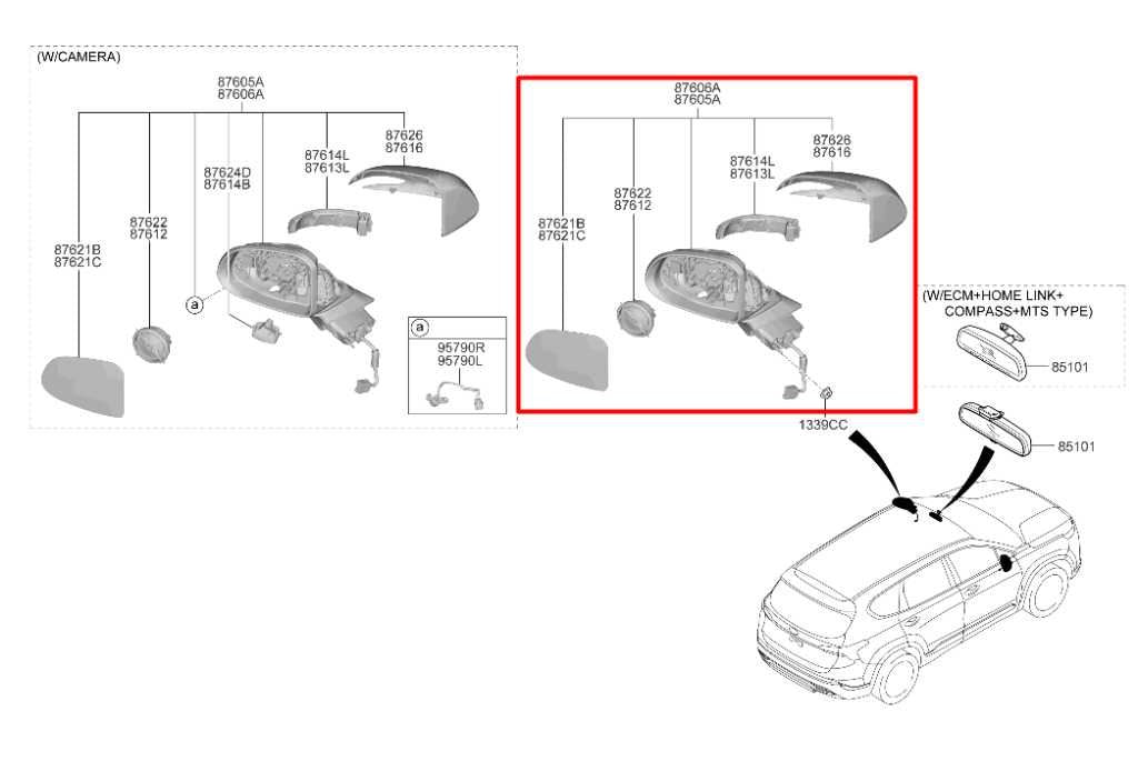 21-23 Hyundai Santa Fe SEL Passenger Right Side Rear View Mirror 87620-S2410 OEM - Alshned Auto Parts