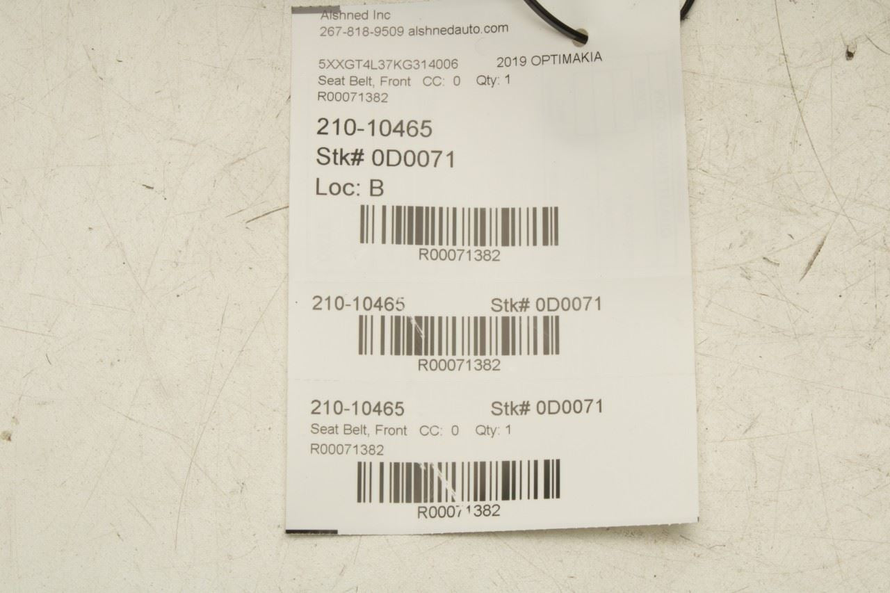 16-20 Kia Optima LX Front Passenger Right Side Seat Belt Buckle 88840D5500WK OEM - Alshned Auto Parts