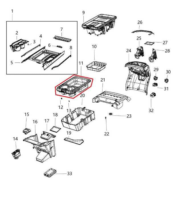 2019-2026 RAM 1500 Big Horn Center Console Storage Bin and Cup Holder 6BM111Z6AD1