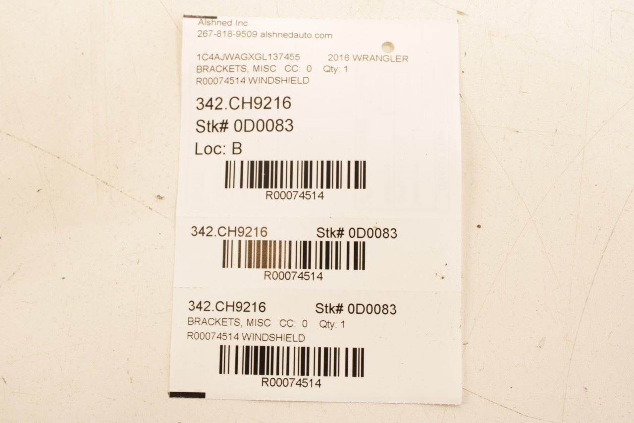 15-18 Jeep Wrangler Sport 2dr Front Right Side Windshield Reinforcement Bracket - Alshned Auto Parts