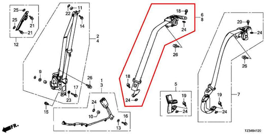 15-20 Acura TLX Tech 3.5L FWD Rear Driver Left Side 2nd Row Seat Belt Retractor - Alshned Auto Parts