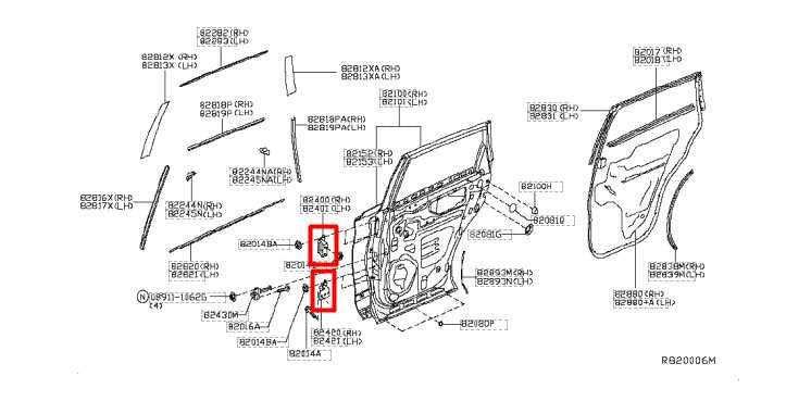 2015-20 Infiniti QX60 Rear Right Side Door Hinge Upper and Lower 82400-9AM0A OEM - Alshned Auto Parts