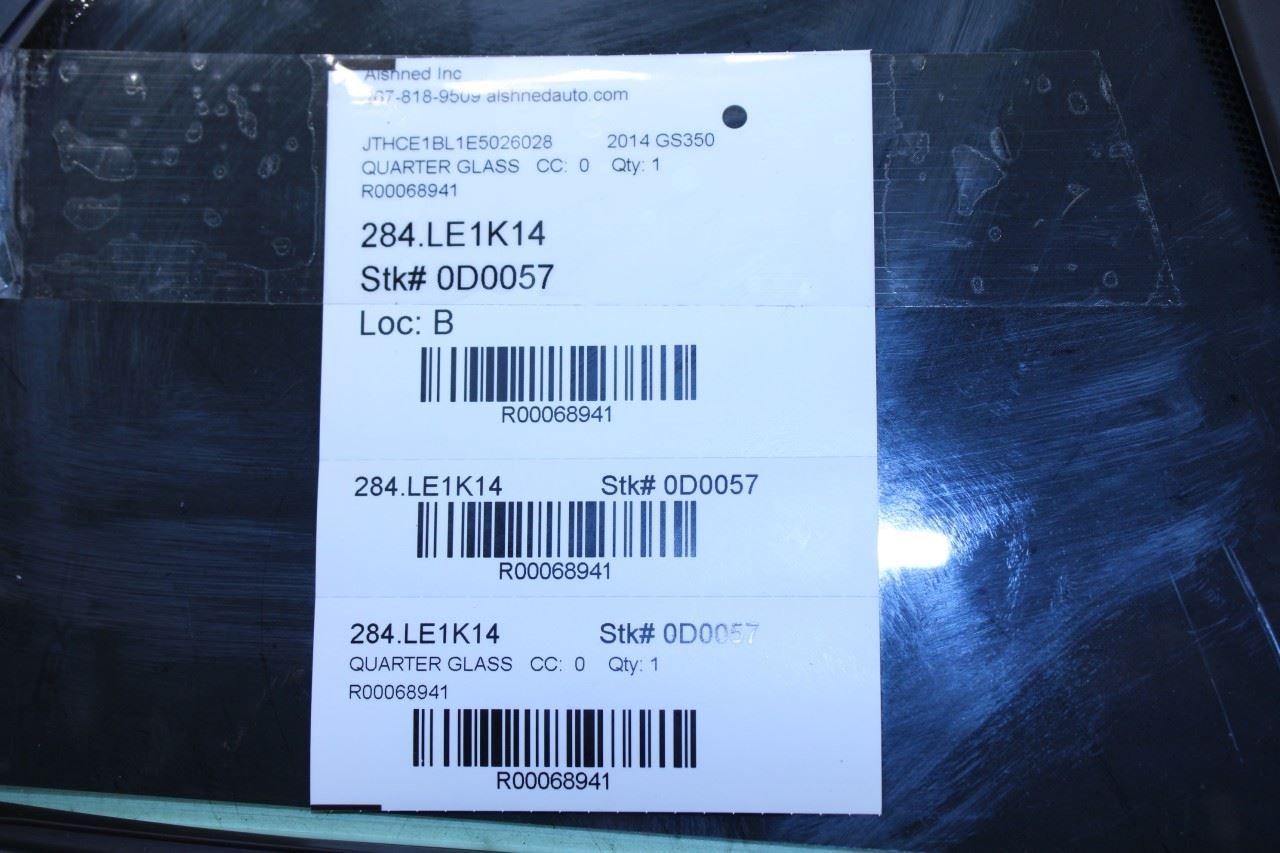 2013-20 Lexus GS350 Rear Left Driver Side Door Quarter Window Glass 68124-30570 - Alshned Auto Parts