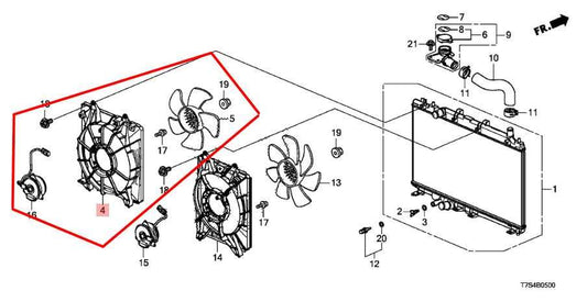 2016-22 Honda HR-V LX 1.8L Radiator Cooling Fan Motor Assembly 19015-51B-H01 OEM - Alshned Auto Parts
