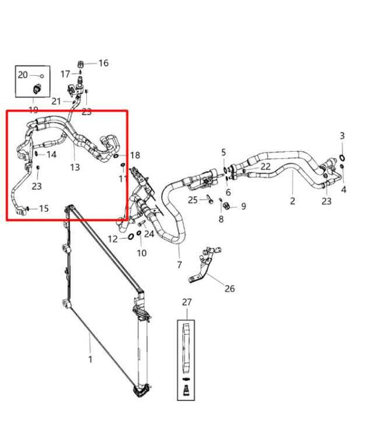 14-18 Jeep Cherokee Limited 3.2L 4WD AC Conditioning Condenser Jumper Line Hose - Alshned Auto Parts