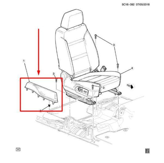 2019-2021 Chevrolet Silverado 1500 FR RH Side Seat Track Cover Trim 84249721 OEM - Alshned Auto Parts