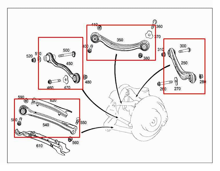 08-23 Mercedes-Benz C300 4Matic AWD Rear Suspension RH Side Control Arm Set of 5 - Alshned Auto Parts