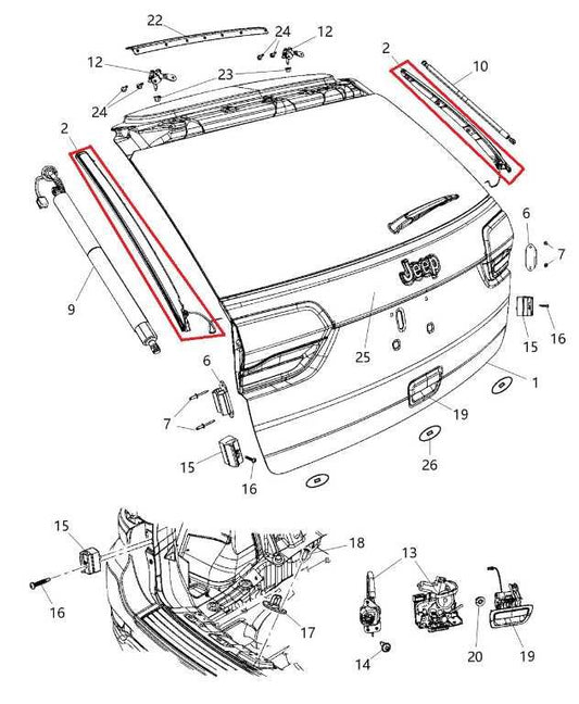 14-21 Jeep Grand Cherokee Rear Right and Left Trunk Anti Pinch Sensor 68165048AC - Alshned Auto Parts
