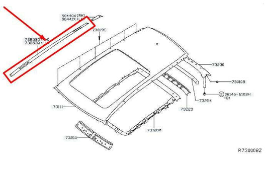 2014-2020 Nissan Rogue Right Passenger Side Roof Molding 73852-4CL1A OEM - Alshned Auto Parts