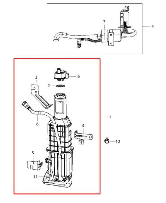 08-20 Dodge Grand Caravan Fuel Vapor Evaporator Emission Canister 05147119AC OEM - Alshned Auto Parts