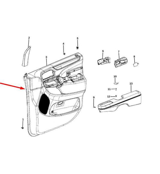 2012-2020 Dodge Grand Caravan GT Front Left Side Door Trim Panel 1YK17DX9AA OEM - Alshned Auto Parts