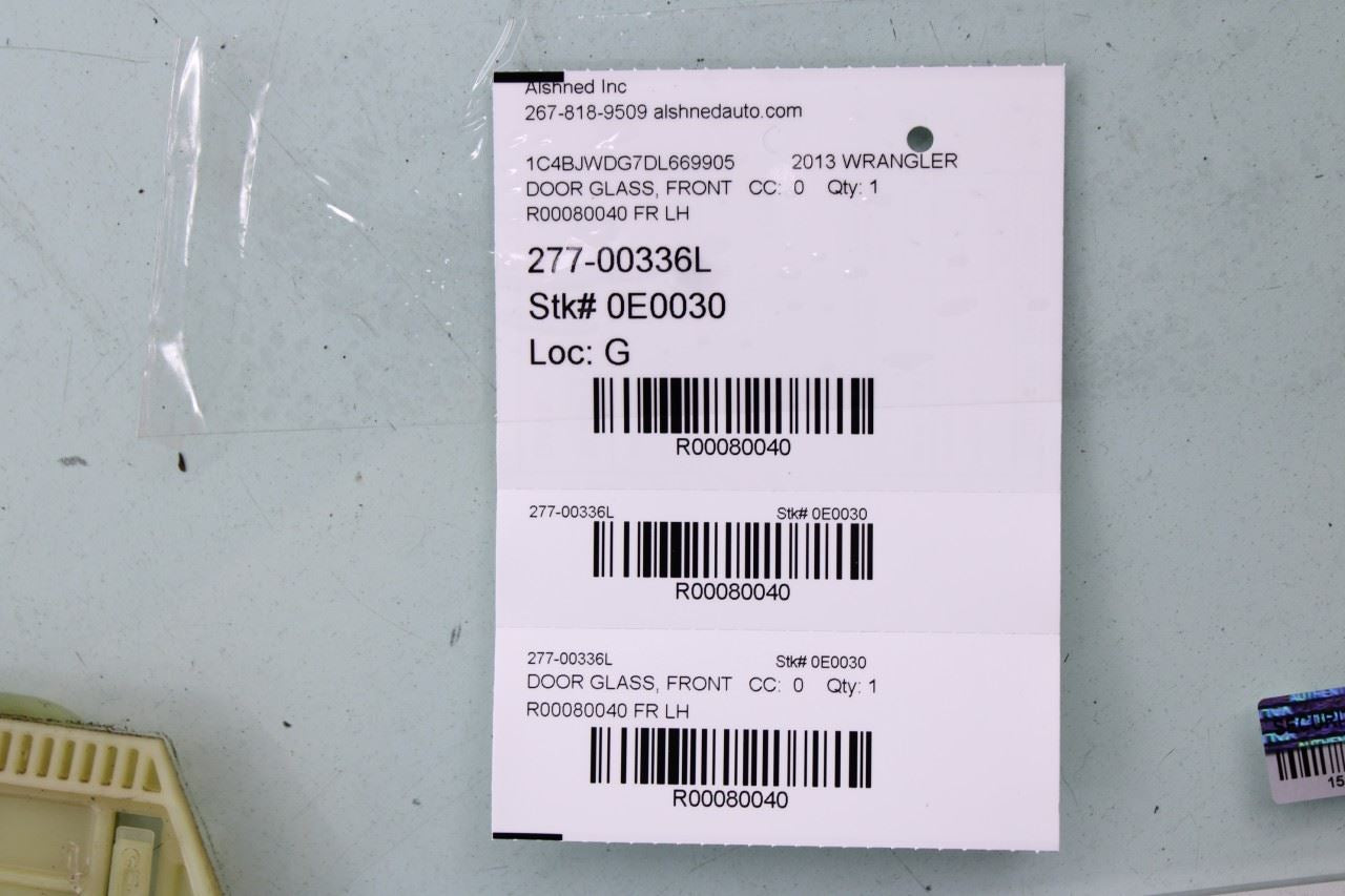2007-2017 Jeep Wrangler Unlimited Sport Front Left Door Window Glass 55395249AB - Alshned Auto Parts