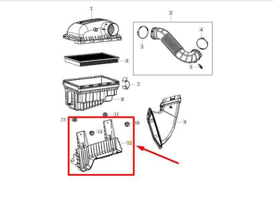 2011-18 Ram 1500 Engine Air Cleaner Box Bracket Retainer Support 53032453AE OEM - Alshned Auto Parts