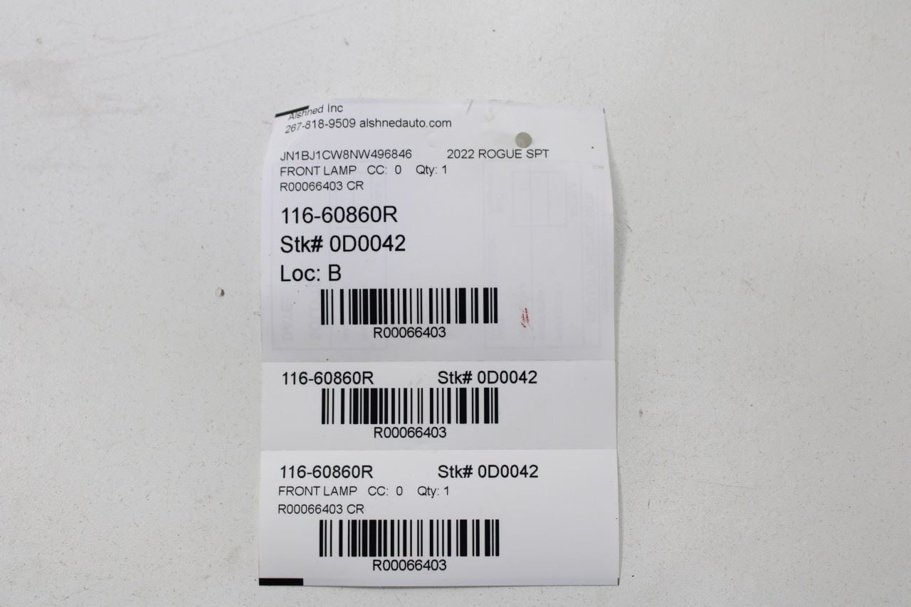 20-22 Nissan Rogue Sport SL AWD Front Passenger Right Side Fog Light Lamp *ReaD* - Alshned Auto Parts