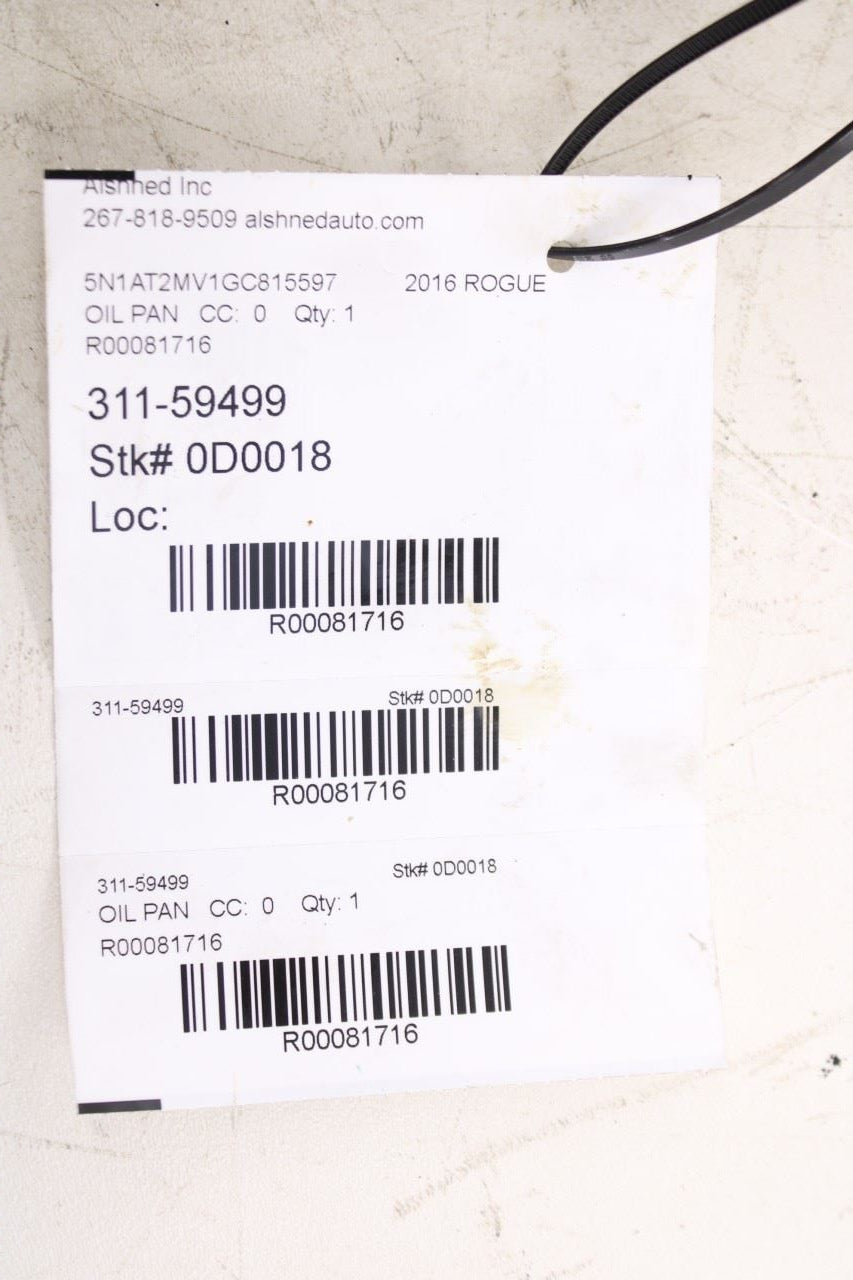 2014-2020 Nissan Rogue SV 2.5L QR25DE Engine Upper and Lower Oil Pan 11110-3TA3A12