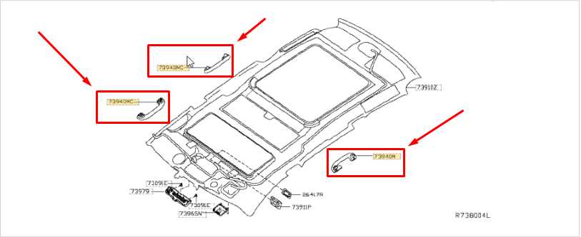 2014-2020 Infiniti QX60 Roof Headliner Grib Grab Handle Set of 3 73940-3JA0A OEM - Alshned Auto Parts