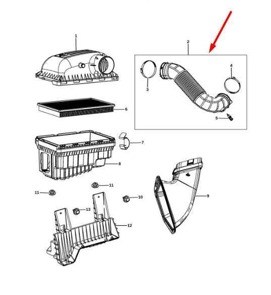 2013-2018 Ram 1500 Engine Air Intake Cleaner Duct Tube 68090732AA OEM - Alshned Auto Parts