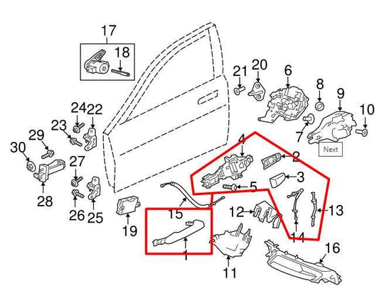 17-20 Jaguar XE R-Dynamic S Front Left Side Door Exterior Handle T2H3843LML OEM - Alshned Auto Parts
