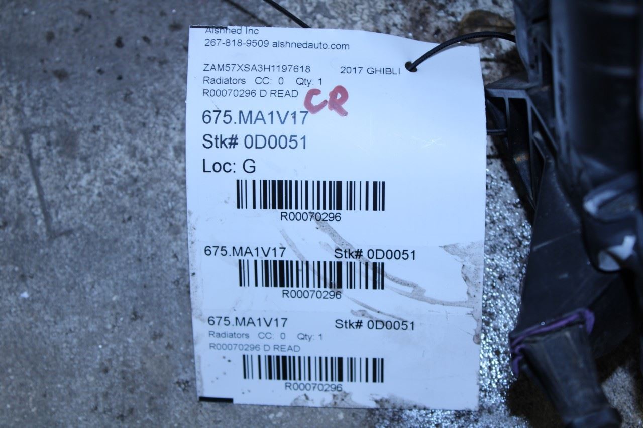 14-20 Maserati Ghibli 3.0L Engine Cooling Radiator w/ Fan Assy 670109996 *ReaD* - Alshned Auto Parts