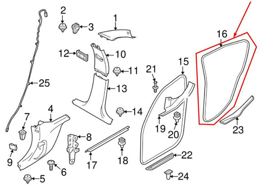 2013-2016 BMW 328i xDrive SULEV Rear Left Door Weatherstrip On Body 7318511 OEM - Alshned Auto Parts