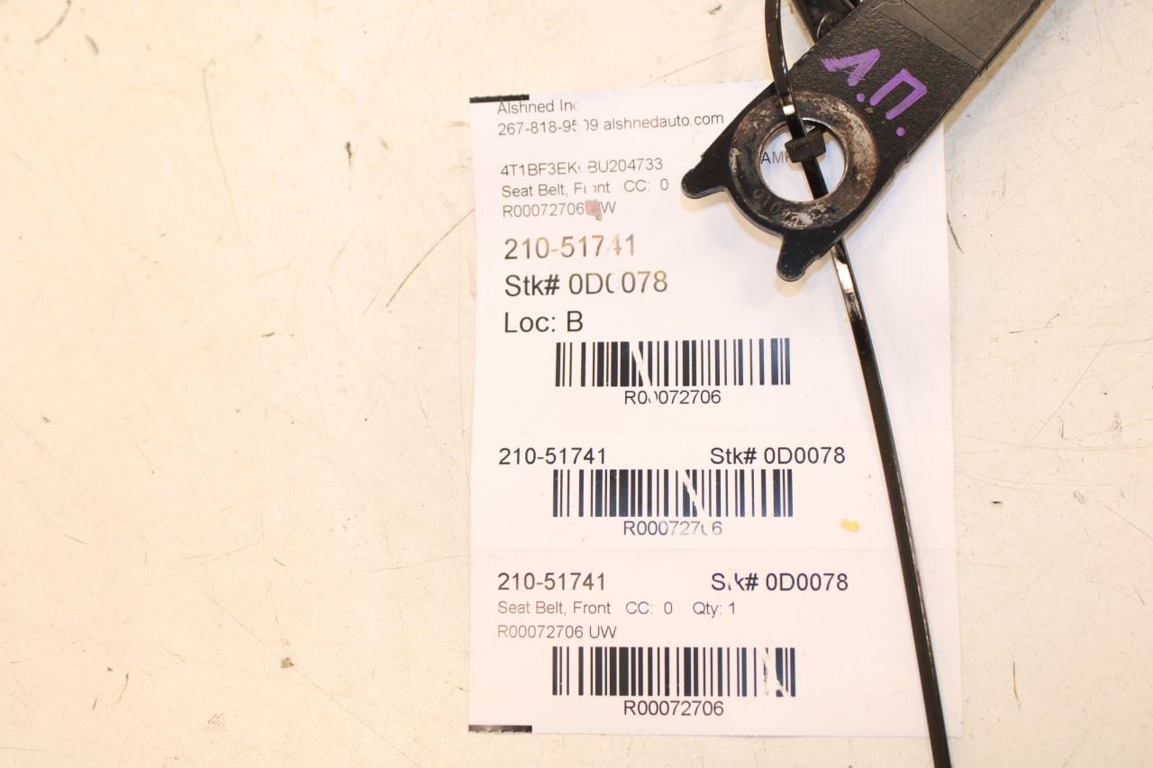 07-11 Toyota Camry LE 2.5L Front Driver LH Side Seat Belt Buckle 73240-06150-B1 - Alshned Auto Parts