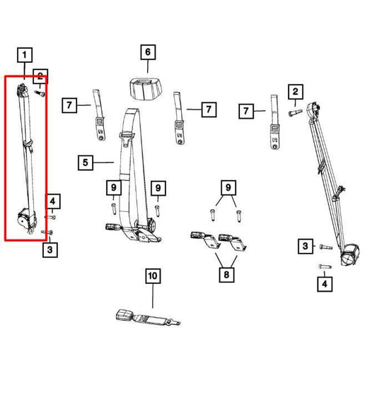 2019-20 Ram 1500 Classic Crew Cab Rear RH or LH Side 2nd Row Seat Belt Retractor - Alshned Auto Parts