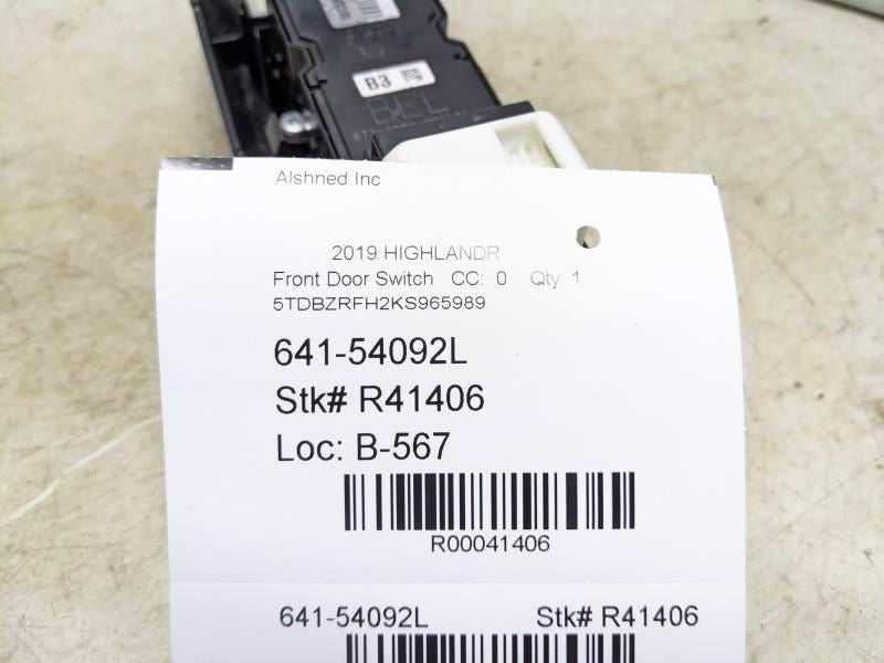 2014-19 Toyota Highlander FR LH Door Master Power Window Switch 84820-0E020 OEM - Alshned Auto Parts