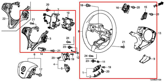 14-17 Acura MDX w/ Technology Pkg 3.5L Steering Wheel Leather w/ Control Buttons - Alshned Auto Parts
