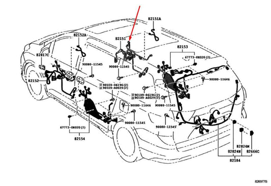 2014-2018 Toyota Sienna LE Front Right Side Door Wire Harness 82151-08180 OEM - Alshned Auto Parts
