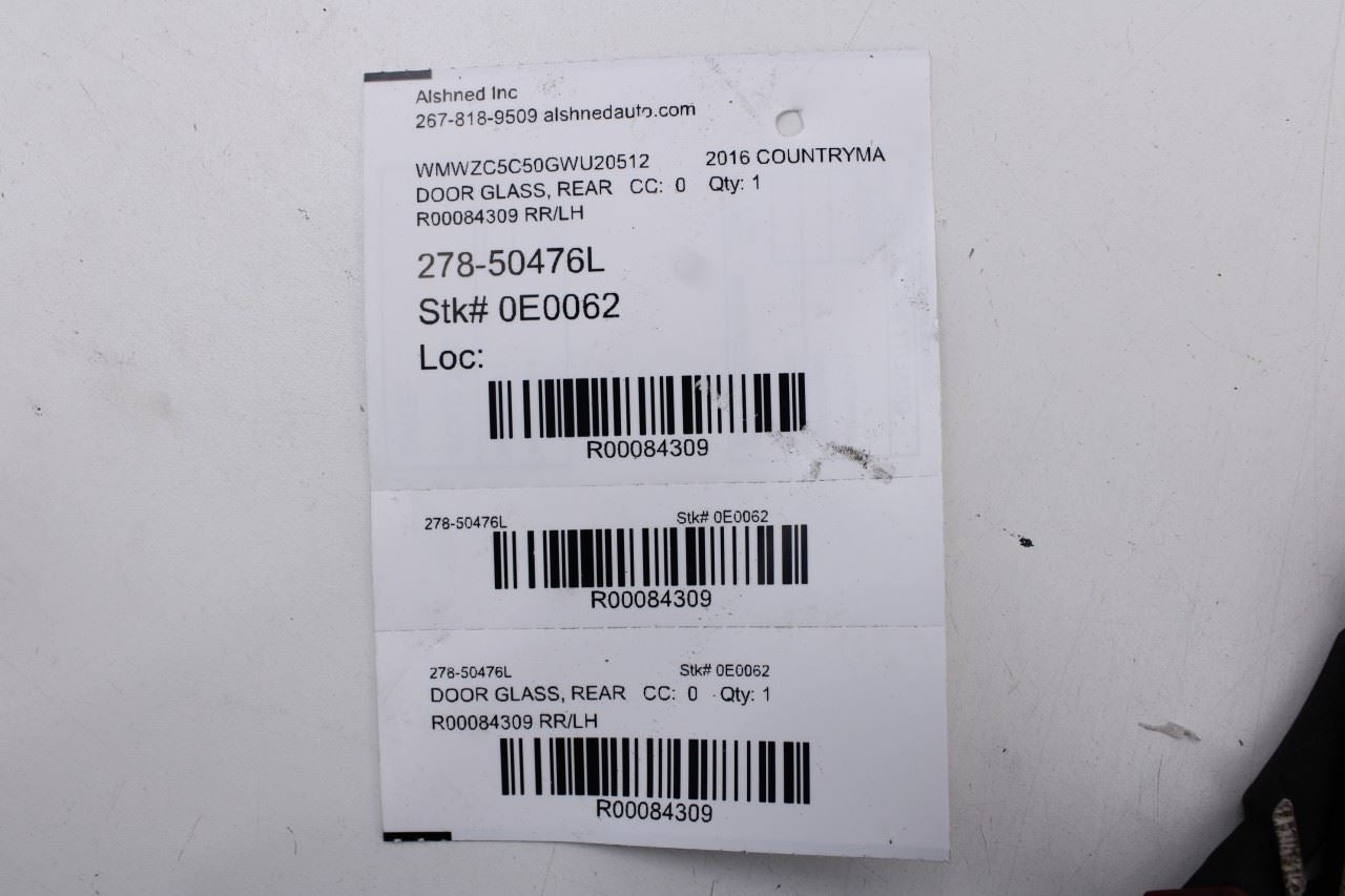 2010-2016 Mini Countryman Cooper S Rear Left Door Window Movable Glass 98006379
