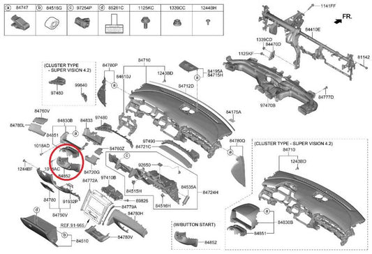 2022-24 Hyundai Tucson SEL Steering Column Shroud Cover Trim 84852-CW100 *ReaD* - Alshned Auto Parts