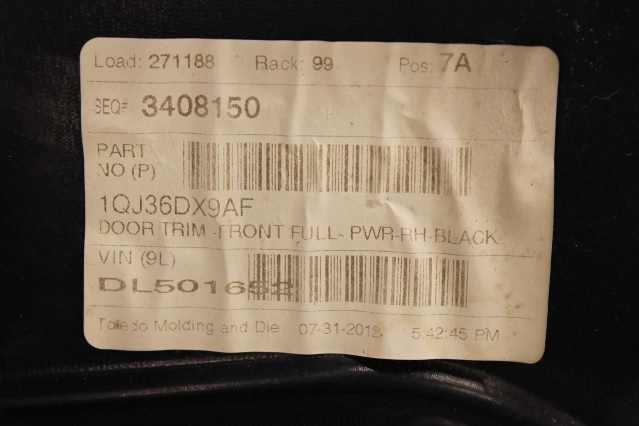 2011-2017 Jeep Wrangler Sahara Front Right Passenger Door Trim Panel 1QJ36DX9AF - Alshned Auto Parts
