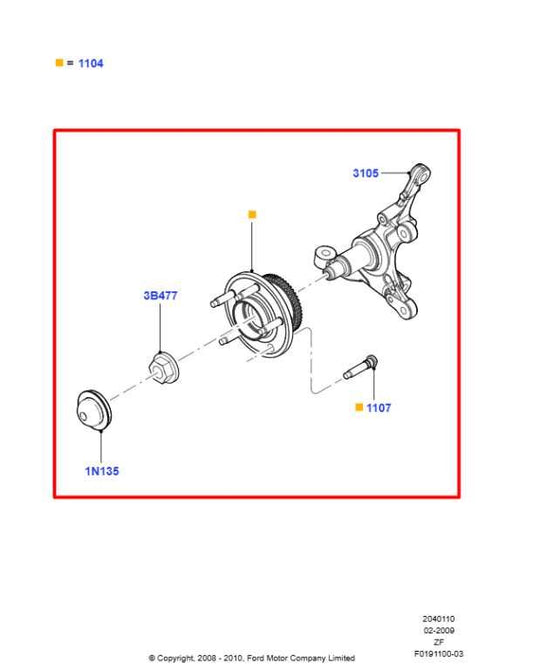 10-14 Ford Mustang Premium Conv V6 4.0L RWD Front Left Side Spindle Knuckle Hub - Alshned Auto Parts