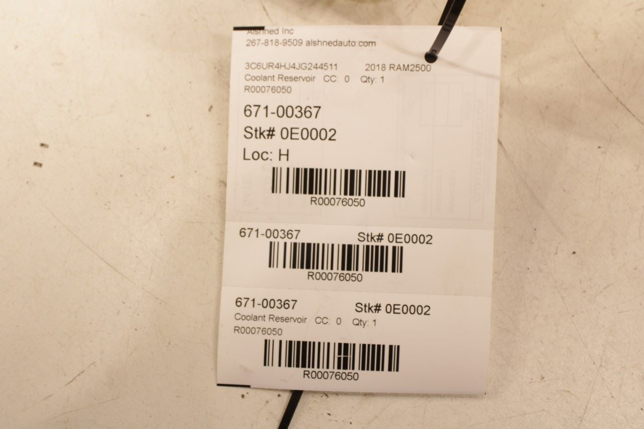 2015-2023 RAM 2500 Tradesman 6.4L Radiator Coolant Reservoir Bottle 68184910AF - Alshned Auto Parts