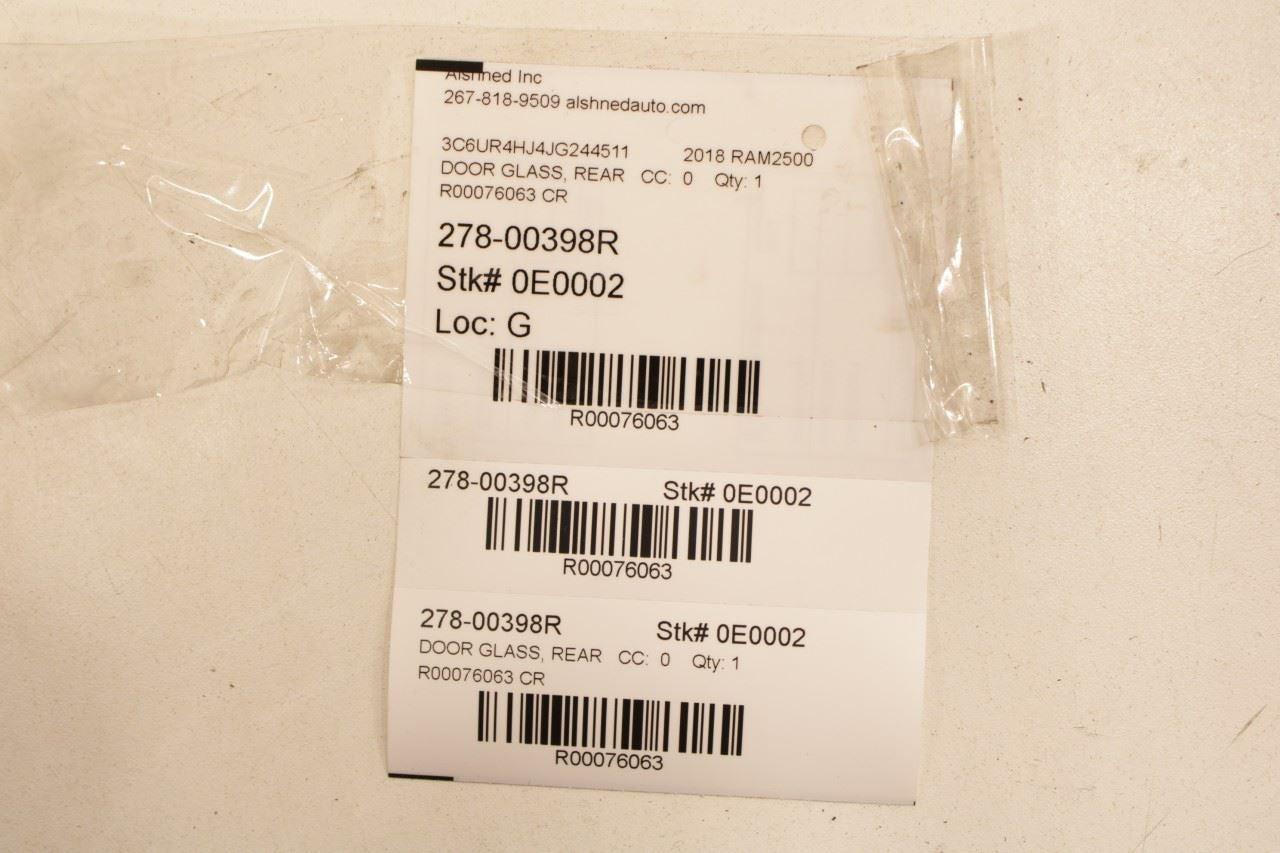 2011-2020 RAM 2500 Tradesman Crew Cab Rear Right Side Door Window Glass - Alshned Auto Parts