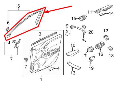 13-18 Acura RDX Front Right Door Sash Inner Window Trim Garnish 72442-TX4-A0 OEM - Alshned Auto Parts