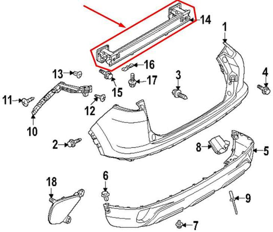 2022-23 Mitsubishi Eclipse Cross Rear Bumper Reinforcement Impact Bar 85032W010P - Alshned Auto Parts
