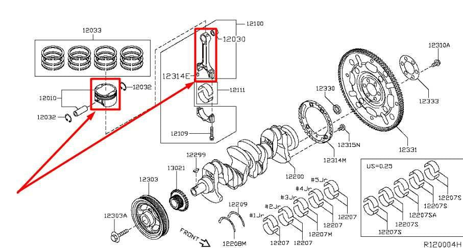 14-20 Nissan Rogue SV 2.5L Engine Piston w/ Connecting Rod Set of 4 12010-3TA1B1