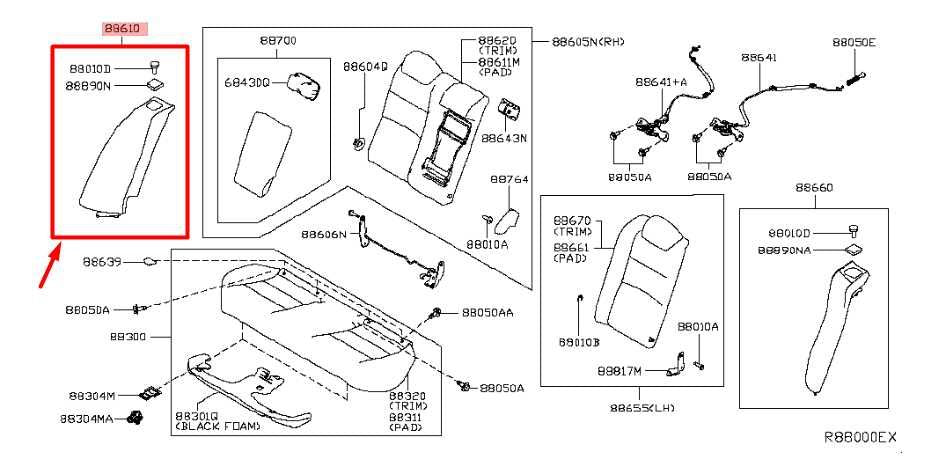 19-20 Nissan Altima SL Rear RH Side 2nd Row Seat Bolster 88610-6CC0A OEM *ReaD* - Alshned Auto Parts