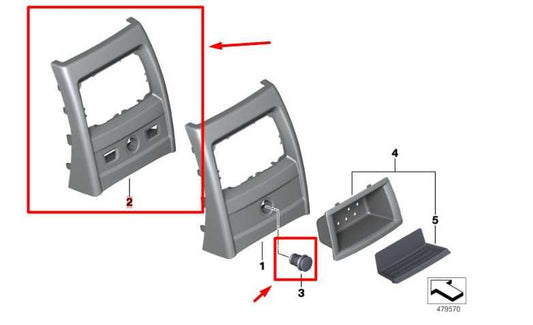 15-16 BMW 435i Console Back Panel w/ Air Vent and Heated Seat Switch 51169235498 - Alshned Auto Parts