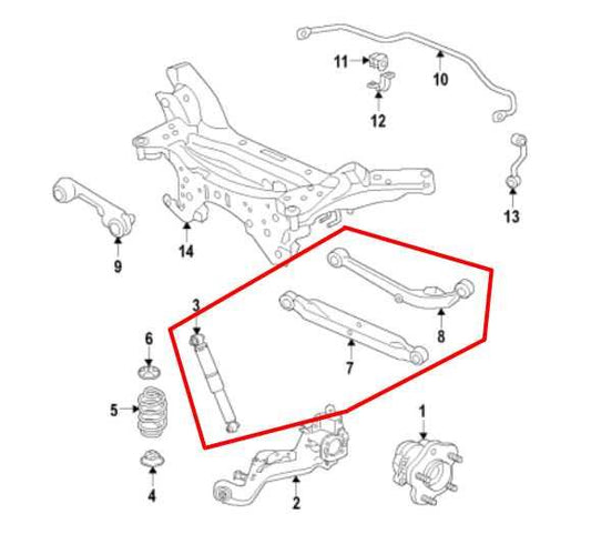 17-22 Nissan Rogue Sport AWD Rear RH Shock Absorber w/ Control Arms Set *ReaD* - Alshned Auto Parts