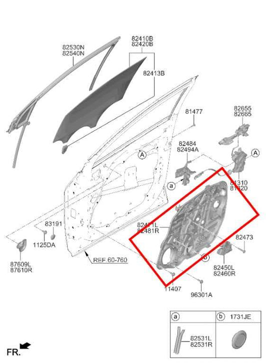 2023-25 Kia Sportage Hybrid EX Front Left Door Window Regulator w/ Carrier Plate - Alshned Auto Parts