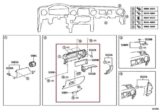 2016-23 Toyota Tacoma Limited Glove Box Storage Compartment Assembly 55320-04010 - Alshned Auto Parts