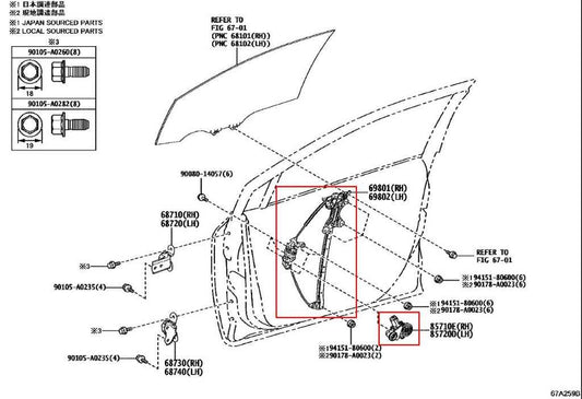 2021-25 Toyota Corolla LE Front Left Driver Side Door Window Regulator w/ Motor - Alshned Auto Parts