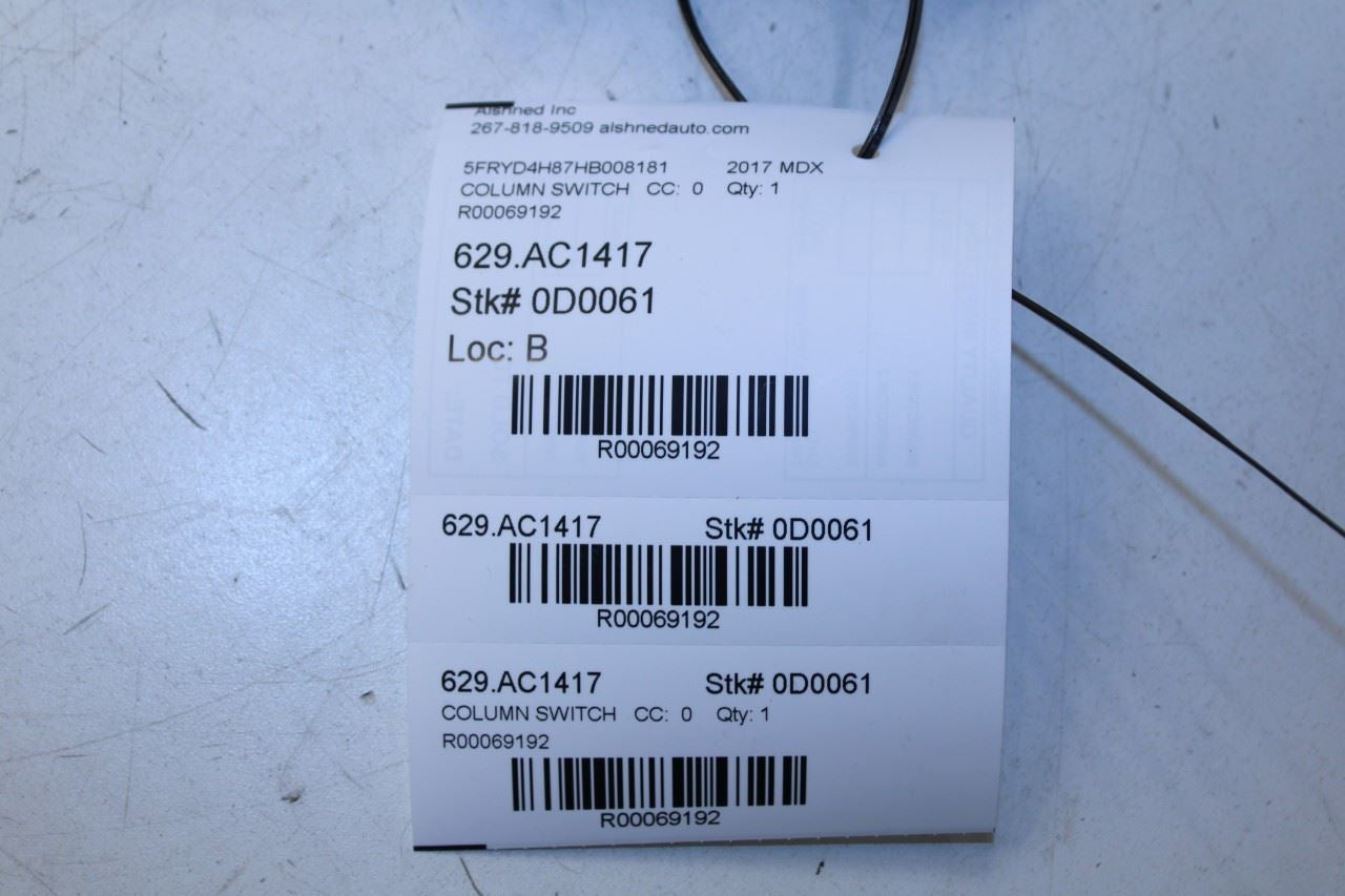 17-20 Acura MDX Advance 3.5L AWD Steering Column Light Turn Signal Wiper Switch - Alshned Auto Parts
